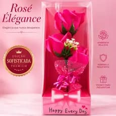 Rosé Élégance Buquê Rosa Artificial Luxo Decoração Presente Romântico Elegante Premium Flor Rose Box