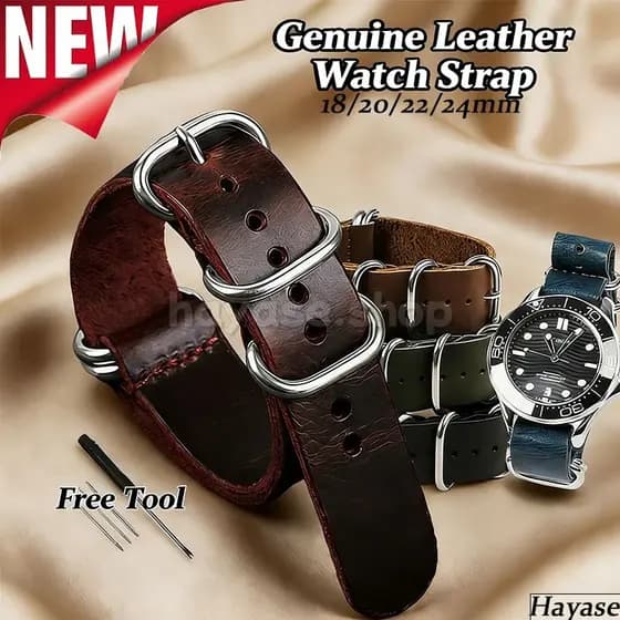 18/20/22/24mm Pulseira De Couro Genuíno Para Substituição Um Laço Nato Relógio Masculino Feminino Negócios Banda Cinto D