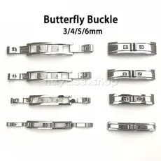 3/4/5/6mm Tamanho Pequeno Dupla Puxar Fivela Borboleta Dobrável Para Pulseira Fecho Couro Silicone Nylon Metal De Relógi