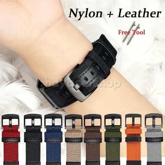 20/22mm Nylon+Leather Watchband for Business Soft Woven Watch Strap Quick Release banda de relógio presente