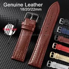 18/20/22mm Lagarto Padrão Pulseira De Couro Genuíno Superfície Brilhante Relógio Masculino Feminino Negócios