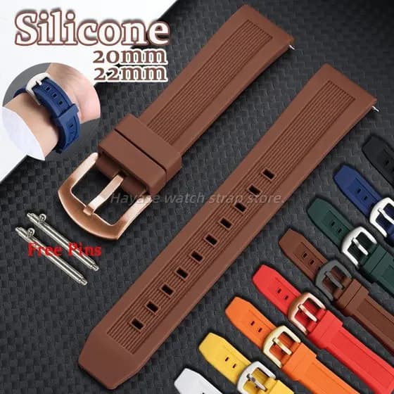 Pulseira De Silicone Macio 20/22mm Relógio De Borracha De Liberação Rápida Masculino Feminino Esportiva
