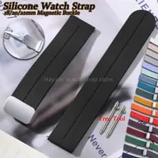 Pulseira De Silicone À Prova D'água , 18/20/22mm , Para Esporte , Fivela Magnética , Relógio De Borracha Homens E Mulher