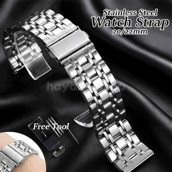 Pulseira De Aço Inoxidável Polido , 20/22mm , Relógio De 7 Contas Para Substituição , Homens , Mulheres , Negócios , Cin