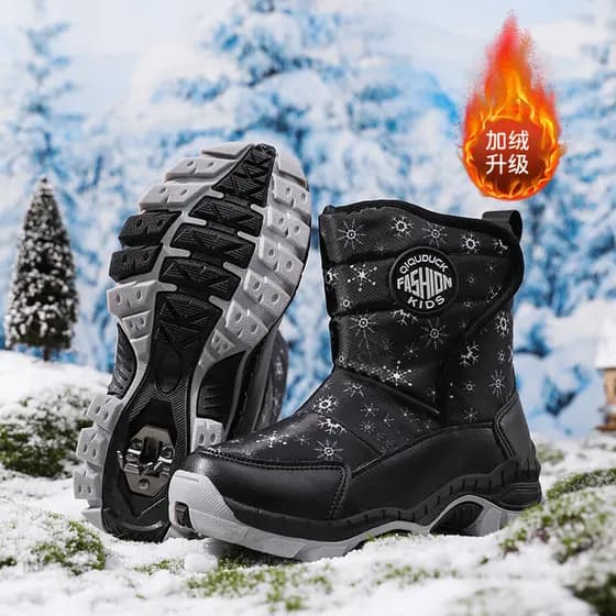 Botas de neve impermeáveis antiderrapantes quentes para crianças de inverno