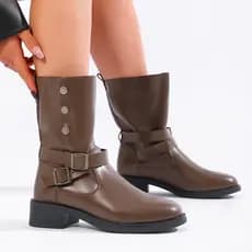 Senhoras motocicleta botas curtas moda britânica Mid-Tube botas mais magro olhar Martin
