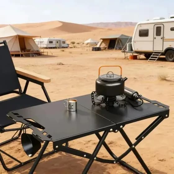 Mesa Dobrável para Piquenique, Alumínio Preto, Portátil, para Acampamento e Uso Externo