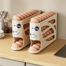 Organizador Rolante de 4 Andares em Plástico para Ovos – Ideal para Geladeira, Capacidade 20 a 30 Ovos