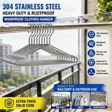 10PCS Cabide de Aço Inoxidável 304 para Roupas, Suporte de Secagem Externo de Alta Resistência, Extra Grosso, Resistente