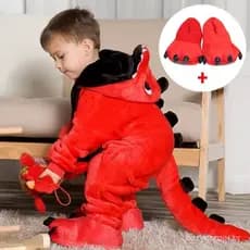 Menino Menina Dinossauro Pijamas De Uma Peça Crianças Flanela Dos Desenhos Animados Inverno Roupas Espessadas