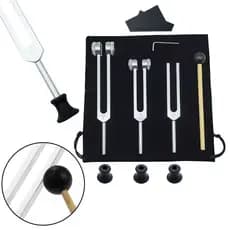 Conjunto de Diapasões de 3 Peças (128 Hz 256 512) para Cura de Chakra, Terapia Sonora, Alívio de Estresse