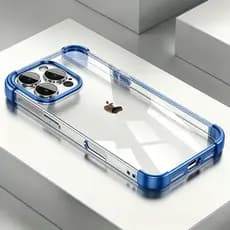 Logo da Apple Metal Cristal Claro Capa Capinha Para iPhone 16 15 14 Plus 13 12 11 Pro Max Anti-Queda De Quatro Cantos