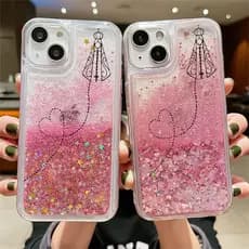 Nossa Senhora Silicon Clara Liquid Glitter Sequin Capa Capinha Para iPhone XR XS 11 12 13 14 Plus 15 16 17 Air Pro Max