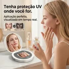 HREBOS x HEYOO Espelho Compacto com LED com Detector de Protetor Solar UV Ideal para Viagens