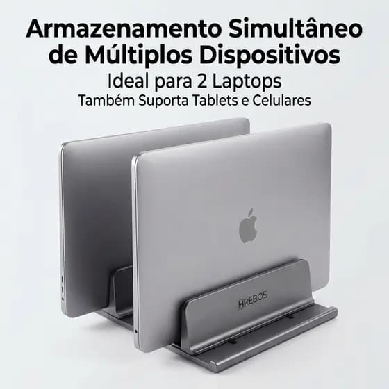HREBOS x HEYOO Suporte Vertical para Notebook com Slot duplo em liga de alumínio durável adequado para MacBook/Tablet/iP