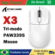 【Envio Do Brasil, Sem Taxas!】Mouse Gamer Sem Fio ATTACK SHARK X3 – Superlight 26KDPI 200h de Bateria Sensor PAW3395