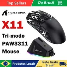 【Envio Do Brasil, Sem Taxas!】Mouse Para Jogos Tri-Mode ATTACK SHARK X11-Sensor PAW3311 De 22000 DPI 59g Base De Carregam