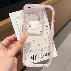 Capa Transparente Para IPhone 17 13 11 12 14 15 16 Air Pro Max Normal Acrílico Colorido Amor Coração Capinha