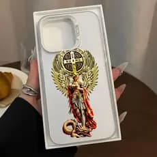 Arcanjo Miguel Capa Para IPhone 13 12 11 17 Normal X XR XS 8 7 15 14 16 PRO MAX PLUS Air Crux Sacra Sit Mihi Lux