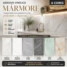 Até 9 m².Piso e parede de mármore 3D autoadesivo. 60x30 cm. Quarto, sala de estar, cozinha, banheiro