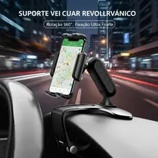 Suporte de Celular Veicular Universal Rotação 360° Ajustável para Painel Carro