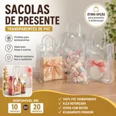 10/20 sacos portáteis de presente. Material PVC fosco transparente. Casamento. Festa. Festas e eventos