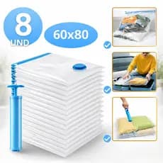Saco a Vácuo 60x80cm com Bomba Manual Proteção Roupa Umidade Viagem Casa
