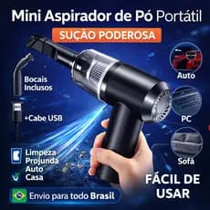 Mini Aspirador Portátil Recarregável Sucção Forte Limpeza para Carro Teclado e Casa
