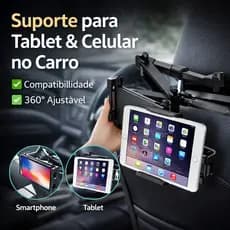 Suporte para Tablet e Celular no Carro Encosto de Cabeça Ajustável 360° Universal