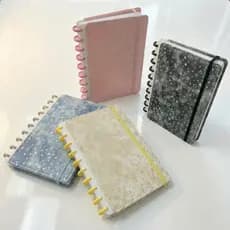 Smart Notebook B5 80 Folhas-Capa Jeans Textura Com Estrelas Brilhantes-Sistema De Registros Para Escola E Trabalho