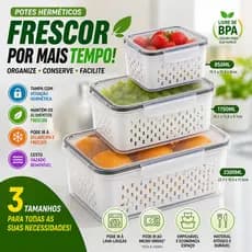 Caixas De Armazenamento De Geladeira De Qualidade Alimentar Com 3 Pacotes-Recipientes Selados De Frutas E Vegetais Cesta