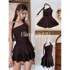 Novo estilo de maiô feminino High-End cor café maiô de uma peça saia mais magro olhar maiô