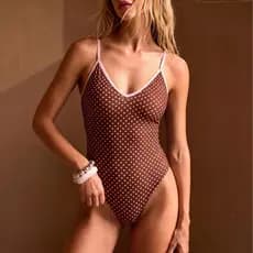 Maiô feminino Slim fit bolinhas biquíni de uma peça Sli