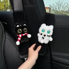 Bonito gatinho cinto de segurança do carro capa de ombro Anti-estrangulamento Interior do carro bonito boneca de pelúcia