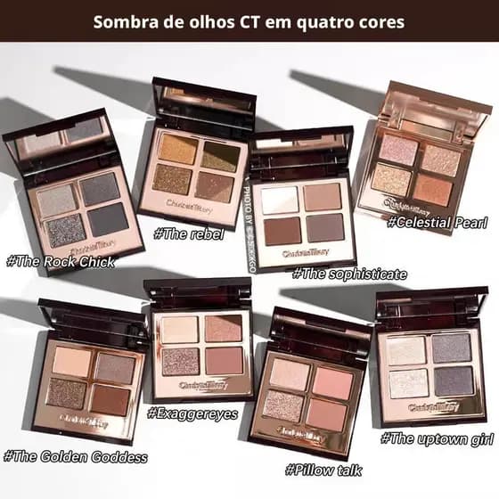 Charlotte Tilbury/CT Sombra de Olhos Quatro Cores 5.2g Pillow Talk Exagger Eyes Rosa Marrom com Glitter