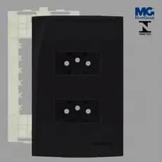 Conjunto 4x2 Tomada Dupla 20a Margirius Preto Fosco Clean Ebony Bivolt