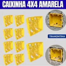 Caixa de luz 4x4 Tramontina Reforçada P/Tomada Amarelo Interruptor Embutir Amarelo