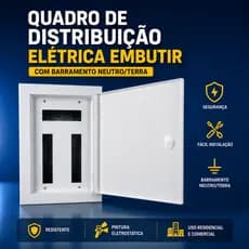 Quadro de Distribuição Bifásico Embutir 44 Circuitos  100A com Barramento Incluso