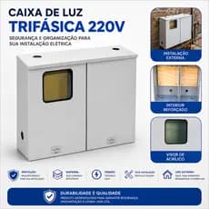 Caixa de Luz  Trifásica Entrada de Energia 220V Tipo 3 Padrão CPFL para 1 Medidor