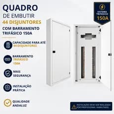 Quadro Embutir 44 Dijuntores Com Barramento Trifásico 150a Andaluz