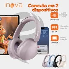 Inova Fone de ouvido Headphone Bluetooth 6.0 alto-falantes de 40 mm HiFi Conecte 2 dispositivos