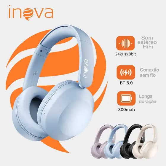 【atacado】Inova Fone De Ouvido Headphone Bluetooth 6.0 Sem Fio Premium Potente Super Bass Compatível