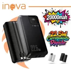 Inova carregador portátil 10000/20000mah Power Bank Turbo Com Tela Lcd 100% Original tipo C iphone