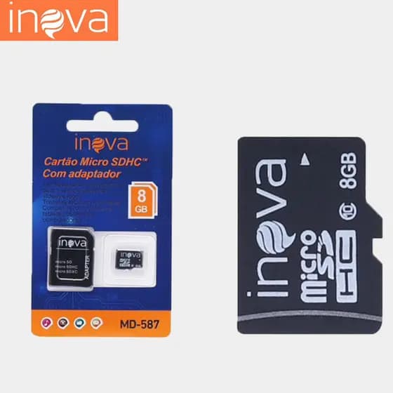 Inova Cartão De Memória Micro SD 8/16gb Classe 10 Ultra com Adaptador P/Celular Câmeras e Notebook