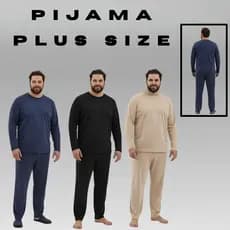 Pijama Masculino Plus Size de Inverno Malha – Manga Longa e Calça Comprida De Frio