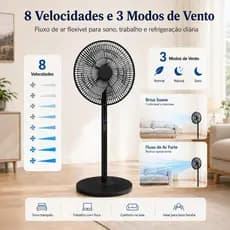 Ventilador De Coluna De Chão Turbo Vento Forte 8 Velocidades e 3 Modos de Vento Silenciosa (45dB)