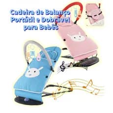 Cadeira Balanço Infantil Multifuncional Reclinável Dobrável Música Ninar Bebê
