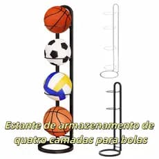 Suporte Organizador Esportivo 4 Camadas Vertical Futebol Basquete Armazenamento