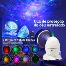 Luminária Noturna Dinossauro Projetor Estrelas Bluetooth Caixa de Som USB Quarto Infantil
