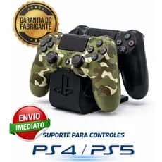 Suporte Duplo p/ 2 Controles PS5 PS4 Base Gamer Dupla Dualsense Dualshock de Mesa